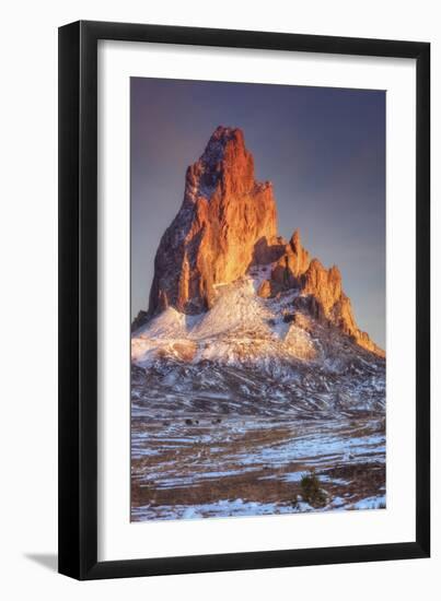 Mount Agathla and Snow Dust, Arizona-Vincent James-Framed Premium Photographic Print