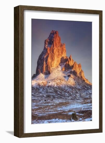 Mount Agathla and Snow Dust, Arizona-Vincent James-Framed Photographic Print