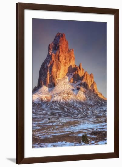 Mount Agathla and Snow Dust, Arizona-Vincent James-Framed Photographic Print