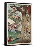 Mount Akiba from the Series Scenes of Famous Places Along the Tokaido Road-Kyosai Kawanabe-Framed Stretched Canvas