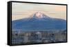 Mount Ararat and Yerevan viewed from Cascade at sunrise, Yerevan, Armenia, Cemtral Asia, Asia-G&M Therin-Weise-Framed Stretched Canvas