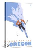 Mount Ashland, Oregon, Stylized Skier-Lantern Press-Stretched Canvas