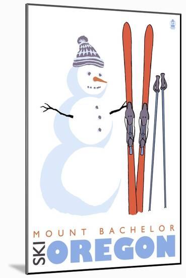 Mount Bachelor, Oregon, Snowman with Skis-Lantern Press-Mounted Art Print