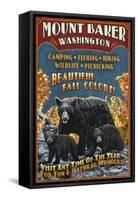 Mount Baker, Washington - Black Bears Vintage Sign-Lantern Press-Framed Stretched Canvas