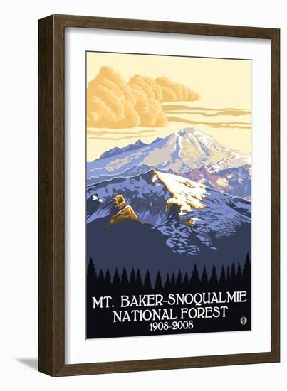 Mount Baker, Washington, Snoqualmie National Forest-Lantern Press-Framed Art Print