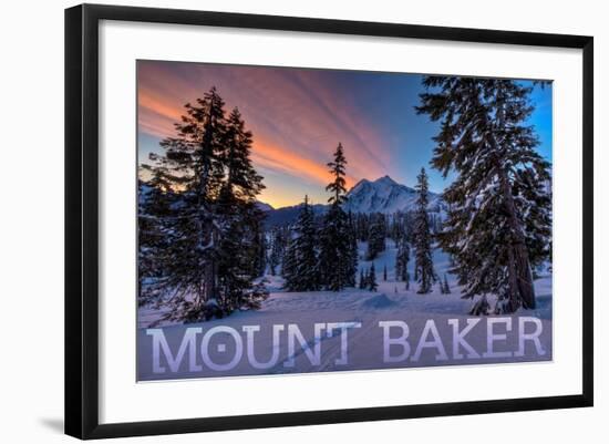 Mount Baker, Washington - Snow and Sunrise-Lantern Press-Framed Art Print