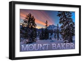 Mount Baker, Washington - Snow and Sunrise-Lantern Press-Framed Art Print