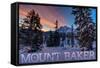 Mount Baker, Washington - Snow and Sunrise-Lantern Press-Framed Stretched Canvas