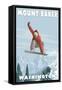 Mount Baker, Washington - Snowboarder Jumping-Lantern Press-Framed Stretched Canvas