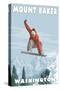 Mount Baker, Washington - Snowboarder Jumping-Lantern Press-Stretched Canvas