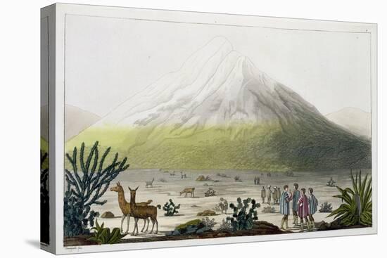 Mount Chimborazo, Ecuador, from "Le Costume Ancien et Moderne", Volume II, Plate 3, 1820s-30s-Friedrich Alexander Baron Von Humboldt-Stretched Canvas