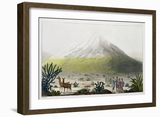 Mount Chimborazo, Ecuador, from "Le Costume Ancien et Moderne", Volume II, Plate 3, 1820s-30s-Friedrich Alexander Baron Von Humboldt-Framed Giclee Print