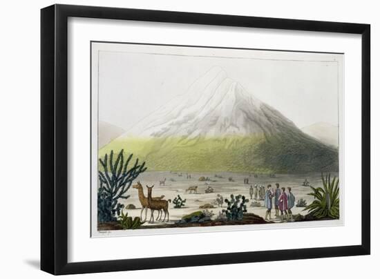 Mount Chimborazo, Ecuador, from "Le Costume Ancien et Moderne", Volume II, Plate 3, 1820s-30s-Friedrich Alexander Baron Von Humboldt-Framed Giclee Print