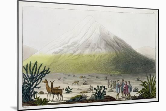 Mount Chimborazo, Ecuador, from "Le Costume Ancien et Moderne", Volume II, Plate 3, 1820s-30s-Friedrich Alexander Baron Von Humboldt-Mounted Giclee Print