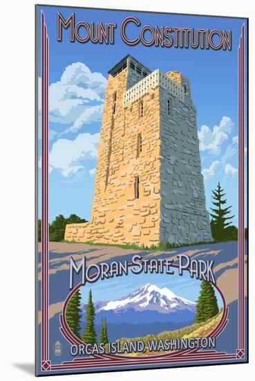 Mount Constitution - Moran State Park - Orcas Island, WA-Lantern Press-Mounted Art Print