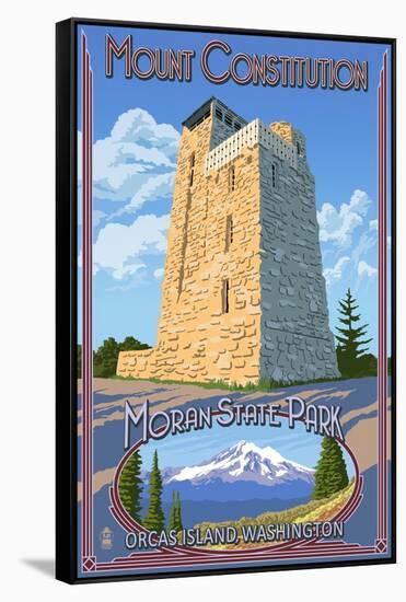 Mount Constitution - Moran State Park - Orcas Island, WA-Lantern Press-Framed Stretched Canvas