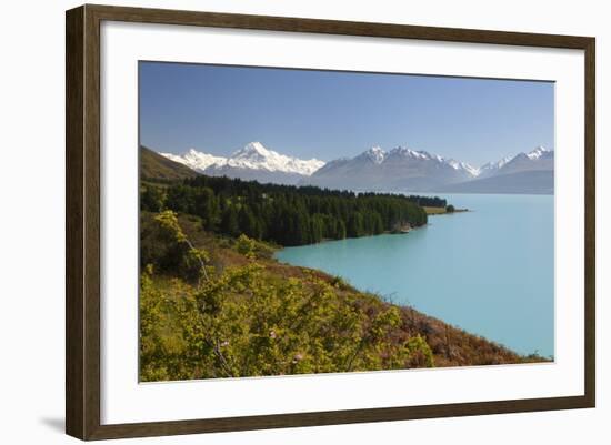 Mount Cook and Lake Pukaki, Mount Cook National Park, Canterbury Region-Stuart Black-Framed Photographic Print