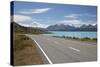 Mount Cook and Lake Pukaki with Empty Mount Cook Road, Mount Cook National Park, Canterbury Region-Stuart Black-Stretched Canvas