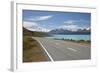 Mount Cook and Lake Pukaki with Empty Mount Cook Road, Mount Cook National Park, Canterbury Region-Stuart Black-Framed Photographic Print