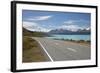 Mount Cook and Lake Pukaki with Empty Mount Cook Road, Mount Cook National Park, Canterbury Region-Stuart Black-Framed Photographic Print