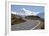 Mount Cook and Mount Cook Road with Rental Car, Mount Cook National Park, Canterbury Region-Stuart Black-Framed Photographic Print