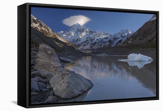 Mount Cook - Aoraki (Height 3754M) With Cap Cloud Forming-Andy Trowbridge-Framed Stretched Canvas