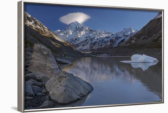 Mount Cook - Aoraki (Height 3754M) With Cap Cloud Forming-Andy Trowbridge-Framed Photographic Print