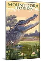 Mount Dora, Florida - Alligator Scene-Lantern Press-Mounted Art Print