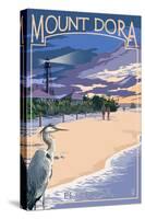 Mount Dora, Florida - Blue Heron and Beach-Lantern Press-Stretched Canvas