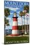 Mount Dora, Florida - Lighthouse-Lantern Press-Mounted Art Print