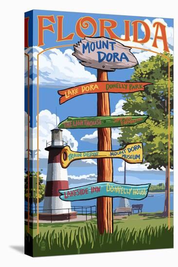 Mount Dora, Florida - Sign Destinations Version 2-Lantern Press-Stretched Canvas