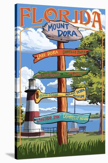 Mount Dora, Florida - Sign Destinations Version 2-Lantern Press-Stretched Canvas