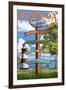 Mount Dora, Florida - Sign Destinations Version 2-Lantern Press-Framed Art Print