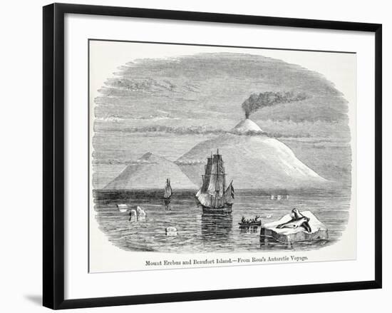 Mount Erebus and Beaufort Island from Ross's Antarctic Voyage-null-Framed Giclee Print