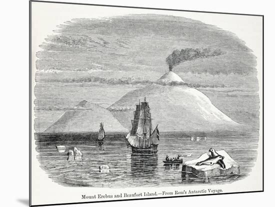 Mount Erebus and Beaufort Island from Ross's Antarctic Voyage-null-Mounted Giclee Print