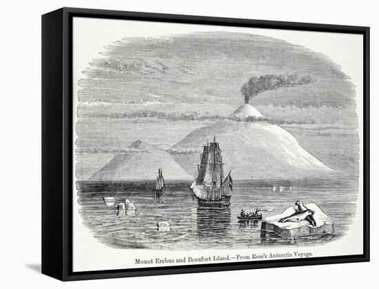 Mount Erebus and Beaufort Island from Ross's Antarctic Voyage-null-Framed Stretched Canvas