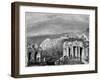 Mount Etna and a View of Taormina, Sicily, Italy, 19th Century-Hubert Clerget-Framed Giclee Print