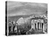 Mount Etna and a View of Taormina, Sicily, Italy, 19th Century-Hubert Clerget-Stretched Canvas