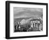 Mount Etna and a View of Taormina, Sicily, Italy, 19th Century-Hubert Clerget-Framed Giclee Print