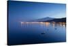 Mount Etna and Giardini Naxos at Dusk, Sicily, Italy, Mediterranean, Europe-John-Stretched Canvas