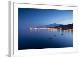 Mount Etna and Giardini Naxos at Dusk, Sicily, Italy, Mediterranean, Europe-John-Framed Photographic Print