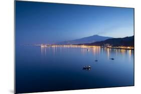 Mount Etna and Giardini Naxos at Dusk, Sicily, Italy, Mediterranean, Europe-John-Mounted Photographic Print