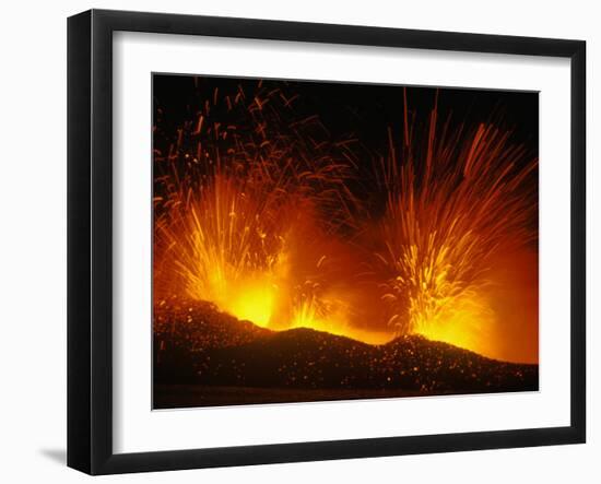 Mount Etna Erupting at Night-null-Framed Photographic Print