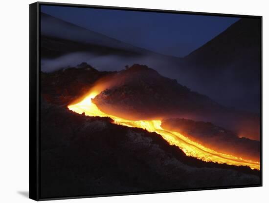 Mount Etna Lava Flow at Night, Sicily, Italy-null-Framed Stretched Canvas