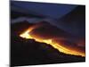 Mount Etna Lava Flow at Night, Sicily, Italy-null-Mounted Premium Photographic Print