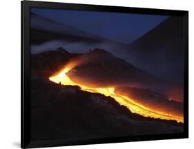 Mount Etna Lava Flow at Night, Sicily, Italy-null-Framed Photographic Print