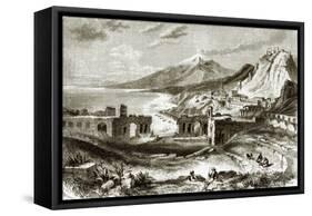 Mount Etna (Viewed from Taurominium), in Sicily-English-Framed Stretched Canvas