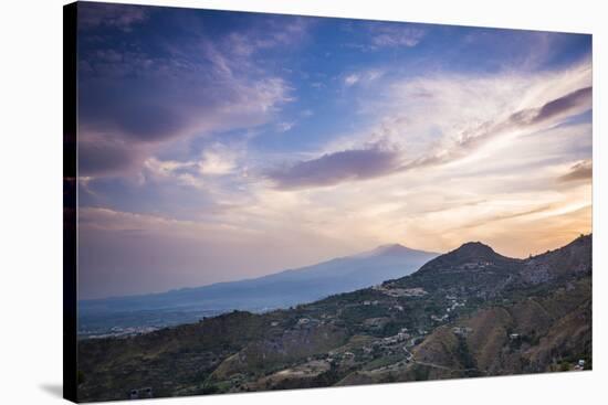 Mount Etna Volcano at Sunset, UNESCO World Heritage Site, Taormina, Sicily, Italy, Europe-Matthew Williams-Ellis-Stretched Canvas