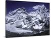 Mount Everest and Ama Dablam Seperated by a Glacier, Nepal-Michael Brown-Stretched Canvas