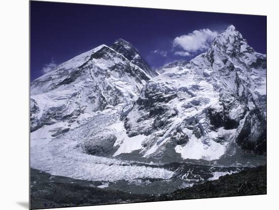 Mount Everest and Ama Dablam Seperated by a Glacier, Nepal-Michael Brown-Mounted Premium Photographic Print